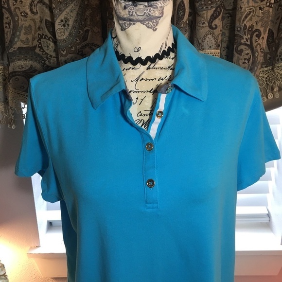 Jones New York Signature short sleeve weekend comfort partial button front shirt - Picture 5 of 7